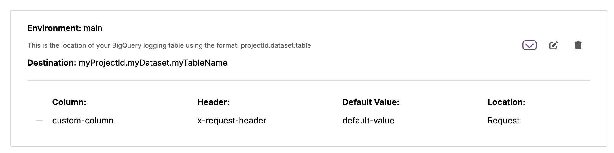 Altitude Big Query configuration list