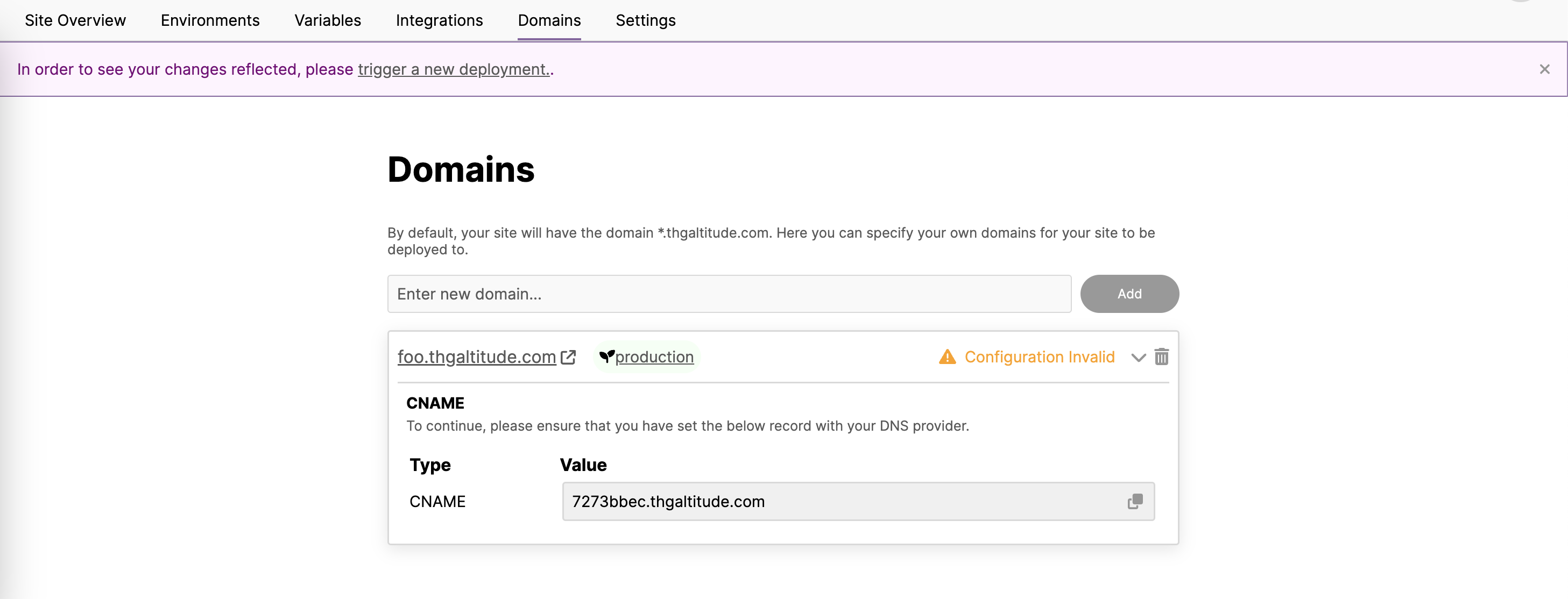 Invalid Domain