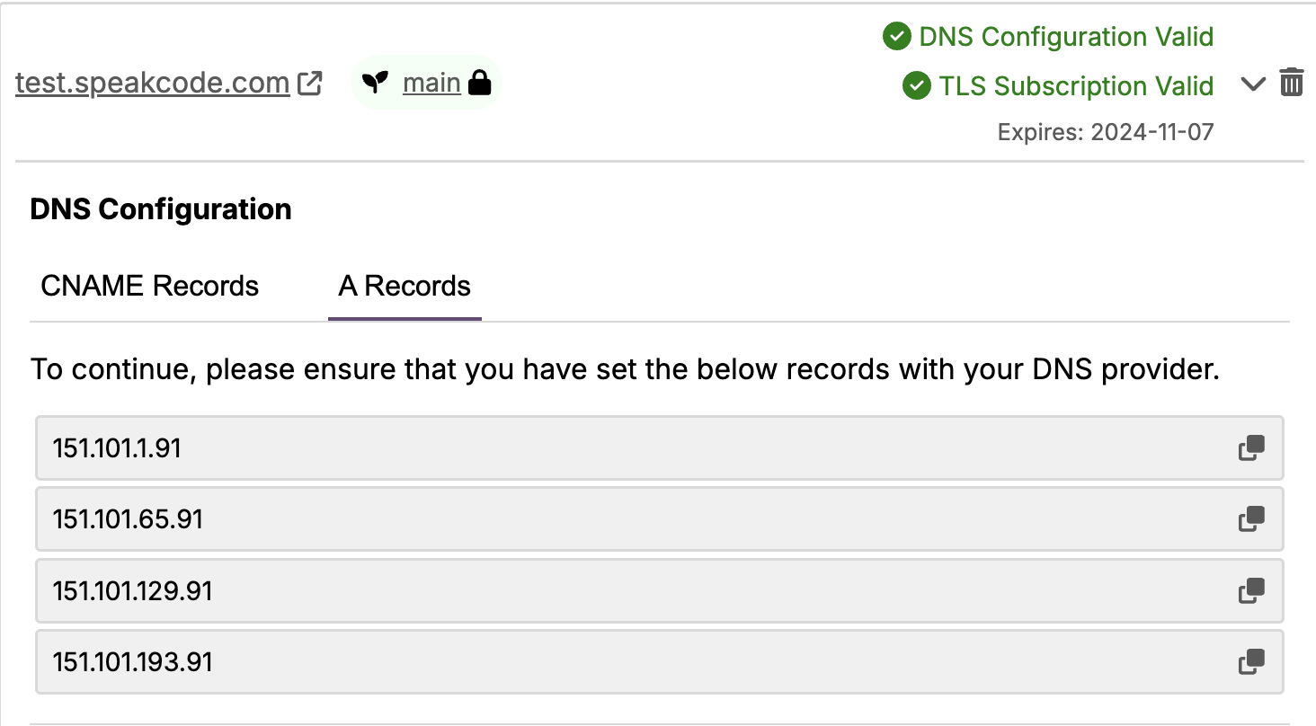 Valid Domain A records