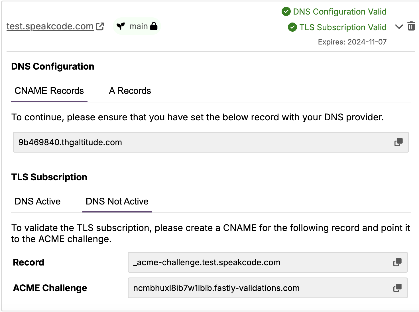 Valid TLS Subscription