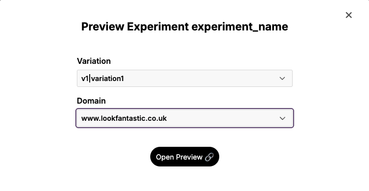 Experimentation preview modal