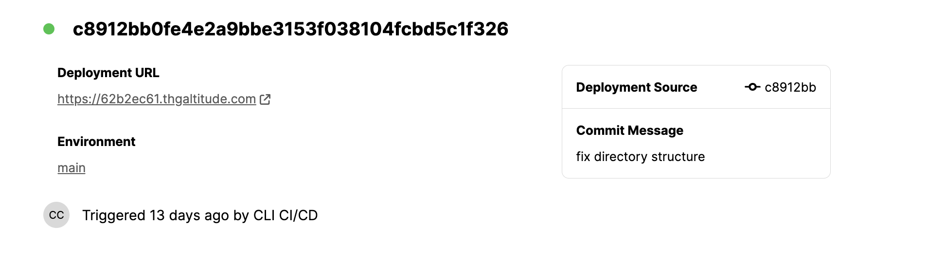 Single Deployment Information