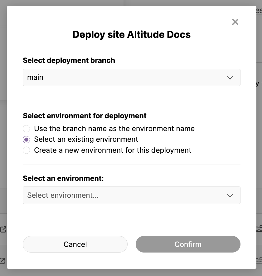 Site Deployment Using An Existing Environment